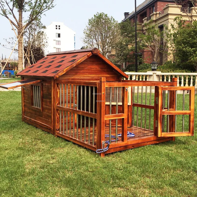 Outdoor Waterproof Solid Wood Kennels Pet Villa House