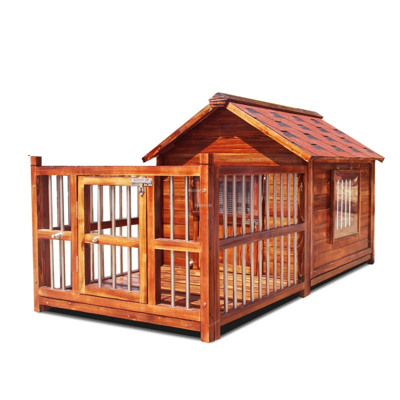 Outdoor Waterproof Solid Wood Kennels Pet Villa House