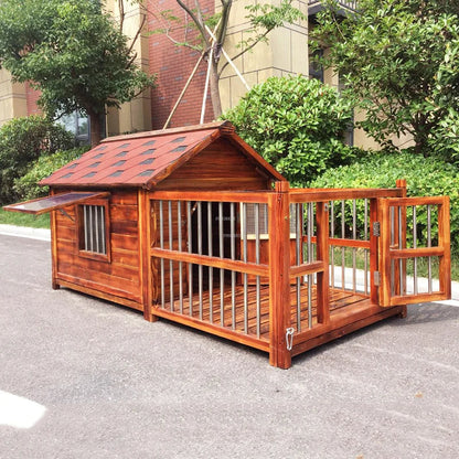 Outdoor Waterproof Solid Wood Kennels Pet Villa House