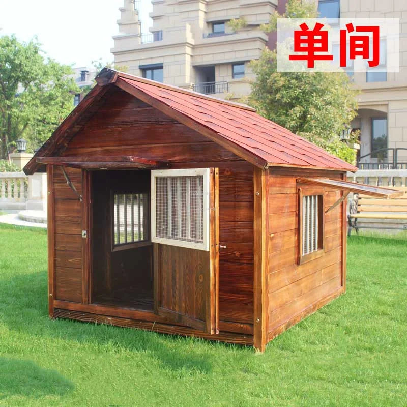 Outdoor Waterproof Solid Wood Kennels Pet Villa House