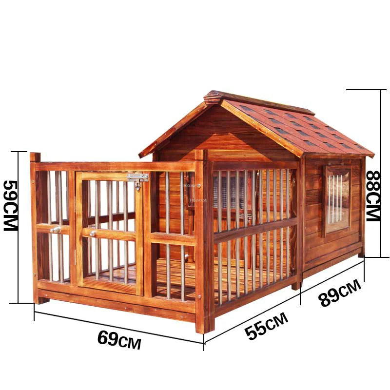 Outdoor Waterproof Solid Wood Kennels Pet Villa House