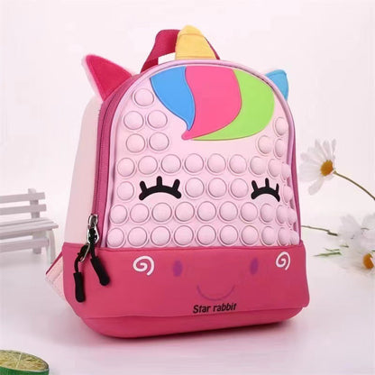 Animals Cartoon Pop Bubble School Backpack Fidget Toys